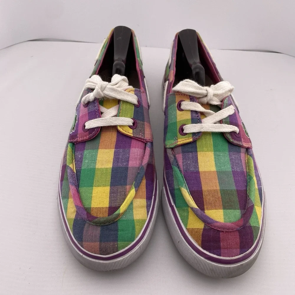 Lacoste Checkered Slip On Sneakers Shoes Plaid US Size 8 MSRP $150